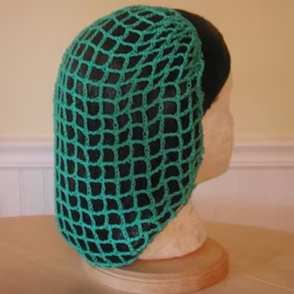 Deep Green pinup hair net snood pinup rockabilly - Picture 2 of 5